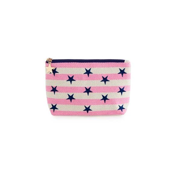Shiraleah Morgan Stars Small Zip Pouch NWT Coastal Grandmother Nautical Beach - Picture 2 of 4